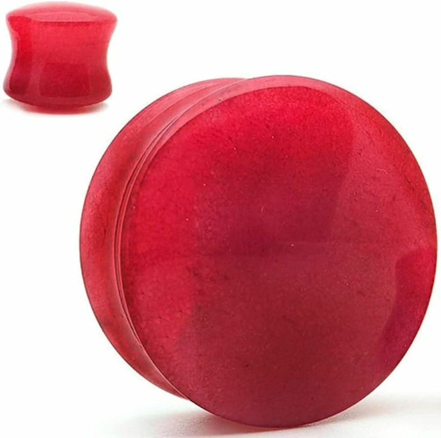 So Scene Red Agate Natural Stone Ear Gauges Body Piercing Plugs