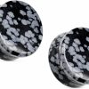 Pierced Owl Pierced Owl - Natural Snowflake Obsidian Semi-Precious Stone Saddle Plugs, Sold As A Pair Body Piercing Plugs