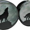 Pierced Republic Pierced Republic Wolf Howling At The Moon Ear Plugs - Acrylic - Screw-On - New *Pair* - 8 Sizes Body Piercing Plugs