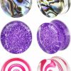 Awinrel Awinrel Ear Gauges Clear Acrylic Saddle Plugs Tunnels Stretching Purple Glitters Abalone Shell Candy Expander Body Piercing Jewelry 6 Pieces Body Piercing Plugs