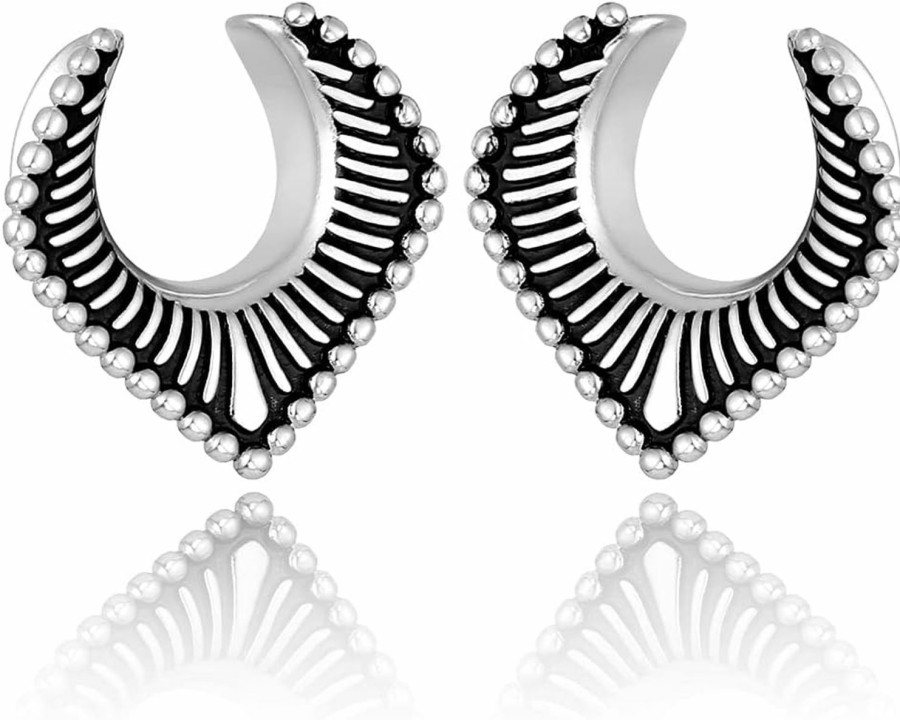 Casvort Casvort 2 Pcs 8Mm-25Mm Hypoallergenic 316 Stainless Steel Aesthetic Opening Saddle Tunnels Hangers Ear Gauges Plugs Stretcher Earring Piercing Body Jewelry Body Piercing Plugs