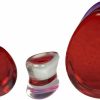 Mystic Metals Body Jewelry Mystic Metals Body Jewelry Pair Of Red Iridescent Glass Teardrop Double Flare Plugs (Pg-597) Body Piercing Plugs