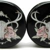 Unknown Pair* Deer Skull W/Roses Ear Plugs - Acrylic Screw-On - 10 Sizes (1\" (25Mm)) Body Piercing Plugs