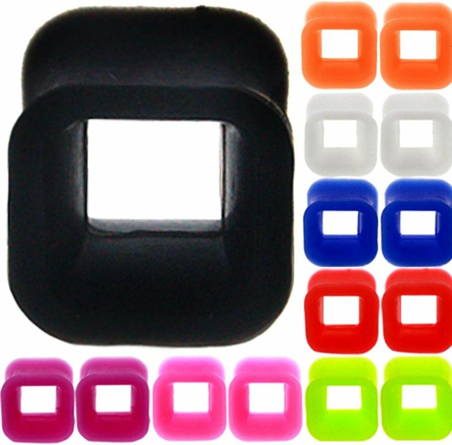 MoDTanOiz Gauges Modtanoiz Gauges Square Silicone Flesh Tunnel Ear Gauge Available Size 2G (6Mm) To 1\" (26Mm) Please Choose Size And Color (1 Pair Only) Body Piercing Plugs