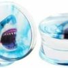 Pierced Republic Pierced Republic Great White Shark Ear Gauges - Pair Of Acrylic Double Flared Plugs - 11 Size Options Body Piercing Plugs