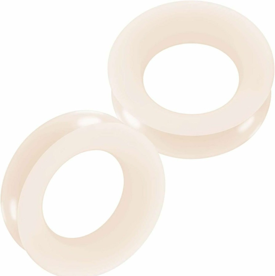 Generic 2Pcs Silicone Skin Double Flared Saddle Stretcher Ear Tunnel Gauge Plug Earring Lobe Piercing Jewelry Pick Size Body Piercing Plugs