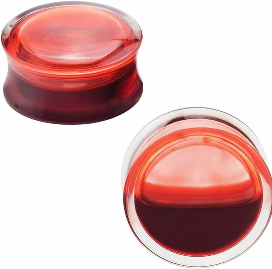 YOFANST Yofanst Red Liquid Blood Ear Plugs Acrylic Saddle Stretching Tunnels Expander Gauge 0G To 1 Inch Body Piercing Plugs