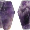 Mystic Metals Body Jewelry Mystic Metals Body Jewelry Pair Of Amethyst Stone Coffin Shaped Double Flare Plugs (Stn-651) (1\" (25Mm)) Body Piercing Plugs