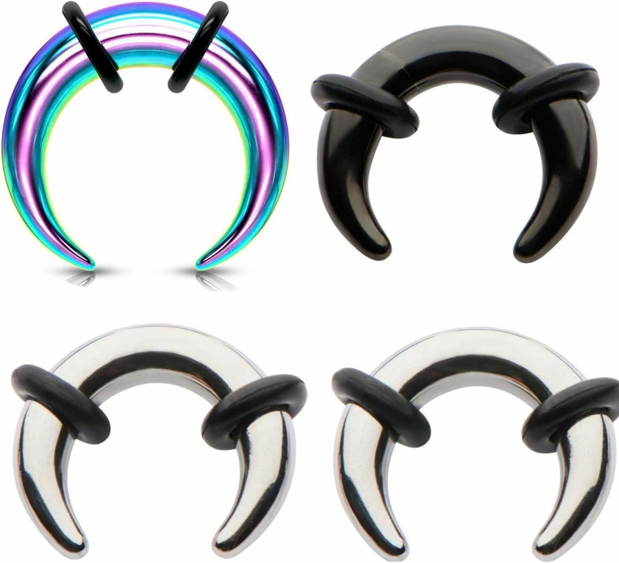 Zaya Body Jewelry Zaya Body Jewelry 6G 8G 10G 12G Steel Black Rainbow Pinchers For Ears Septum Horseshoe Gauges Body Piercing Plugs