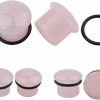 Changgaijewelry Single Flared Rose Rose Quartz Ear Gauges Plugs Tunnels Expanders Natural Stone Earrings Piercing Jewelry (1/2\"(12Mm)) Body Piercing Plugs