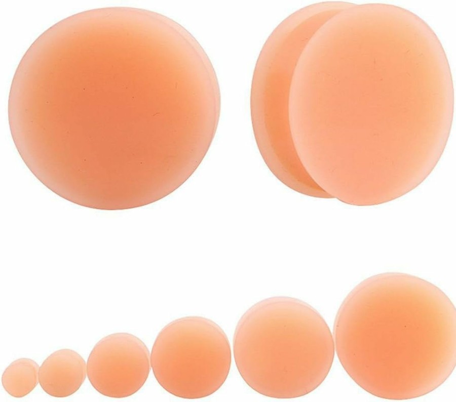 Changgaijewelry Flesh Skin Colored Ear Gauges Plugs Tunnels Expanders Stretcher Silicone Body Piercing Jewelry (28Mm=1-1/8\") Body Piercing Plugs