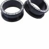 NewZenro Black Plated Crystal Rhinestones Ear Tunnels Plugs Expander Gauges Stretcher Cz Earrings Screw Stainless Steel Piercing Fashion Body Jewelry Body Piercing Plugs