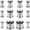 Cisyozi Cisyozi 8G 6G 4G 2G 0G 00G Ear Gauge Stretching Kit Surgical Steel Mix Size Screw Tunnel Gauges Plugs Ear Earrings Expander Stretcher Piercings Silver Body Piercing Plugs