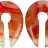 Generic Pair Of Red Line Agate Stone Keyhole Ear Weights (Stn-705) For Lobes 00G And Up Body Piercing Plugs