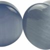 Mystic Metals Body Jewelry Pair Of Convex Grey Cat Eye Stone Double Flare Plugs (Stn-694) Body Piercing Plugs