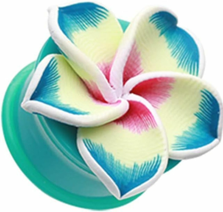 WildKlass Jewelry Hawaiian Plumeria Flower Acrylic Ear Gauge Wildklass Plug Body Piercing Plugs