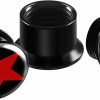 KJM FASHION Kjm Fashion 2Pcs Acrylic Internally Threaded Black Flesh Red Star Gauge Ear Plugs Tunnel Lobe Piercing Jewelry See More Sizes Body Piercing Plugs