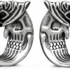 PONWAG 1 Pair Halloween Ear Gauges Skeleton Witch'S Hat Opening Saddle Ear Plug Double Flare Tunnels For Ear Stretcher Expander Brass Piercing Earrings Body Piercing Plugs