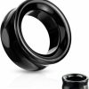 blue palm jewelry Pair Of Double Flare Hollow Tunnel Solid Black Stone Obsidian Saddle Ear Plugs E584 Body Piercing Plugs