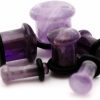 Mystic Metals Body Jewelry Mystic Metals Body Jewelry Single Flare Amethyst Stone Plugs - 0G - 8Mm - Sold As A Pair Body Piercing Plugs