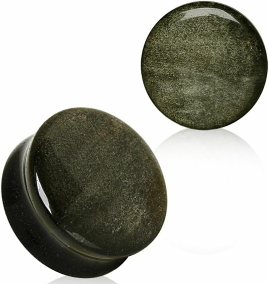 WildKlass Jewelry Natural Golden Obsidian Stone Wildklass Saddle Plug Body Piercing Plugs