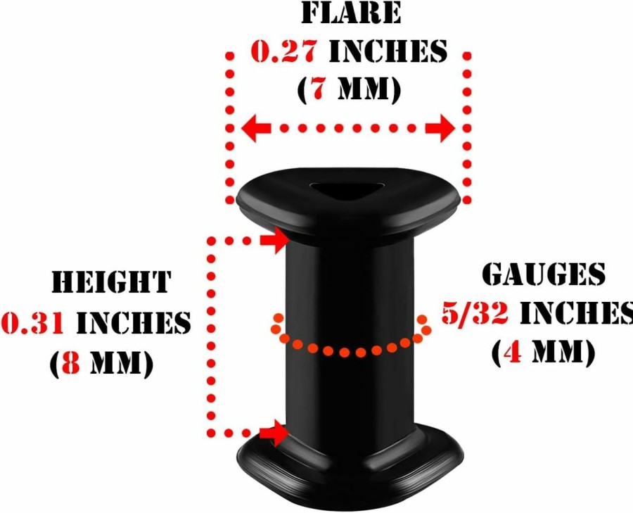 BIG GAUGES Big Gauges Pair Of Silicone Black Triangle Double Flared Saddle Piercing Jewelry Stretcher Ear Ring Lobe Earring Flesh Tunnel Plugs Body Piercing Plugs