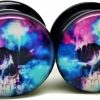 Pierced Republic Pierced Republic Watercolor Skull Ear Plugs - Acrylic - Screw-On - New *Pair* - 8 Sizes Body Piercing Plugs