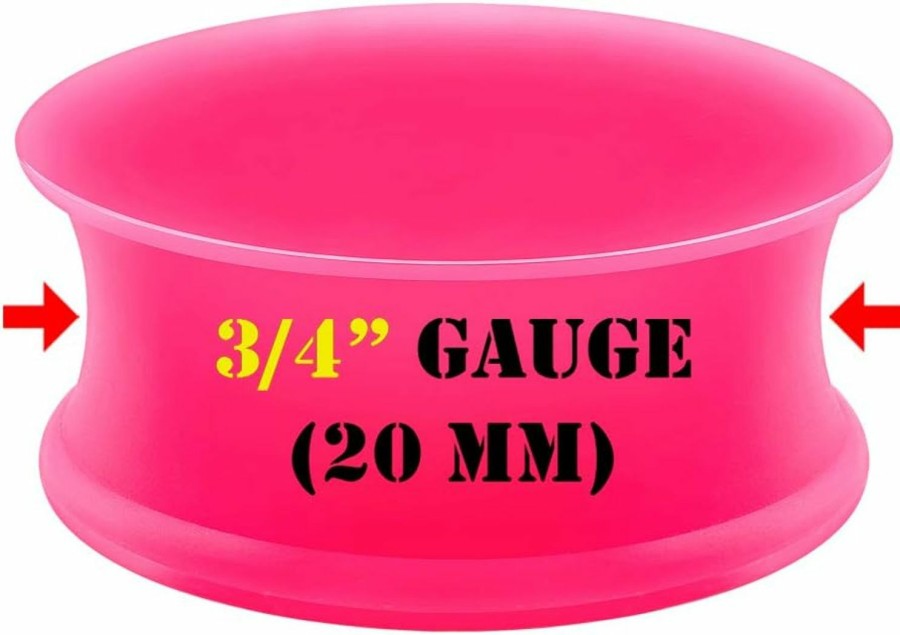 BIG GAUGES Big Gauges Pair Of Pink Silicone Thin Double Flared Saddle Piercing Jewelry Stretcher Ear Plugs Earring Lobe Flesh Tunnel Body Piercing Plugs