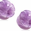 Pierced Owl Pierced Owl - Natural Amethyst Stone Flower Double Flared Saddle Plug Gauges, Sold As A Pair Body Piercing Plugs