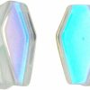 Generic Pair Of Aurora Borealis Iridescent Glass Coffin Shaped Plugs (Pg-558) Body Piercing Plugs