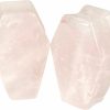 Generic Pair Of Rose Quartz Stone Double Flare Coffin Shaped Plugs (Stn-719) Body Piercing Plugs