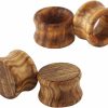 Fanpei Pair Vintage Brown Natural Wood Double Flared Ear Tunnels Expander Plugs Stretcher Body Piercing Plugs