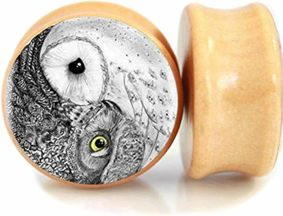 SERYNOW Serynow Owl Wood Ear Gauges Plugs And Tunnels 8Mm-25M Ear Stretcher Expander Saddle Plug Piercing Jewelry Body Piercing Plugs