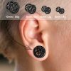 Evonix Evonix No Stink Plugs Black Double-Flared Ear Gauges - Unique Design Pattern Thin Wall Flesh Tunnels - Earrings Pair For Women Men (Choose Gauge) Body Piercing Plugs