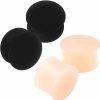 BanaVega Banavega Silicone Black Double Flared Tunnel Saddle Earring Ear Stretcher Gauge Plug Lobe Earring Piercing Jewelry See More Sizes Body Piercing Plugs