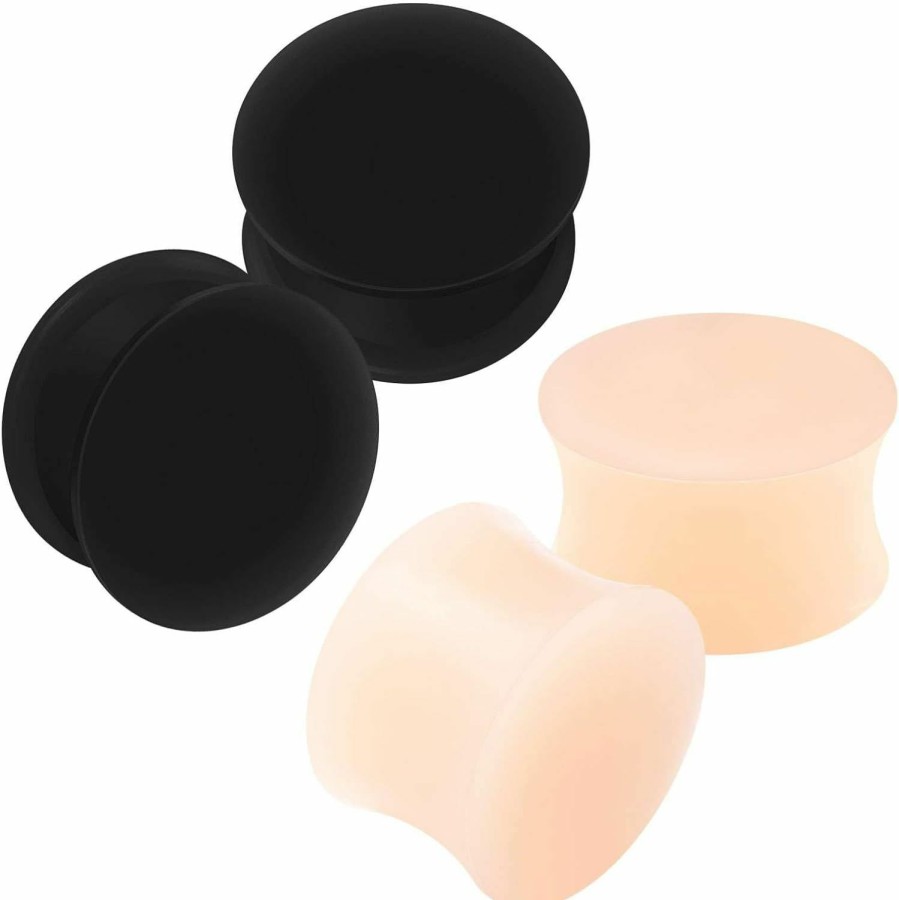 BanaVega Banavega Silicone Black Double Flared Tunnel Saddle Earring Ear Stretcher Gauge Plug Lobe Earring Piercing Jewelry See More Sizes Body Piercing Plugs