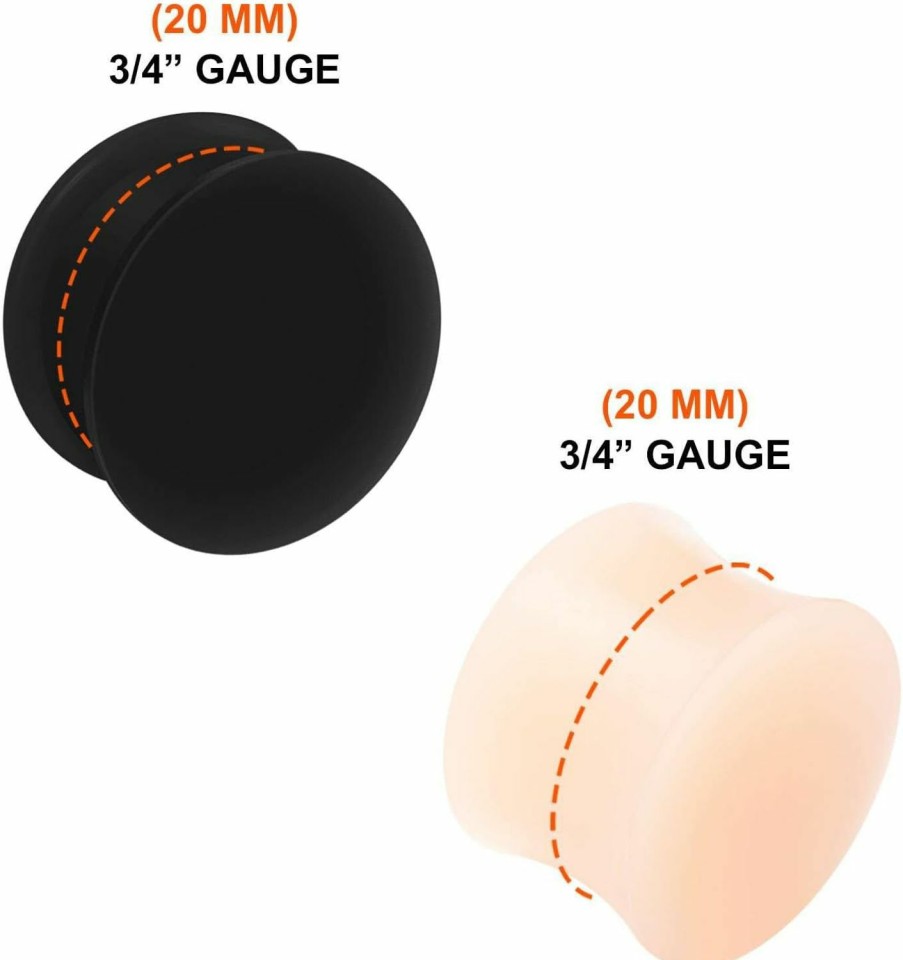 BanaVega Banavega Silicone Black Double Flared Tunnel Saddle Earring Ear Stretcher Gauge Plug Lobe Earring Piercing Jewelry See More Sizes Body Piercing Plugs