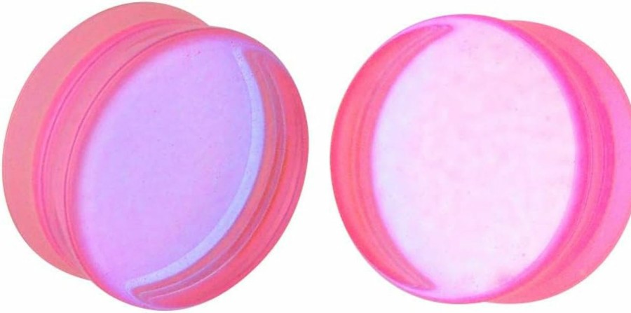 Mystic Metals Body Jewelry Mystic Metals Body Jewelry Pair Of Pink/Aqua Iridescent Double Sided Double Flare Glass Plugs (Pg-544) Body Piercing Plugs