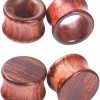 Longbeauty Longbeauty 1Pair/2Pair Vintage Brown Natural Wood Double Flared Ear Tunnels Expander Plugs Stretcher Body Piercing Plugs