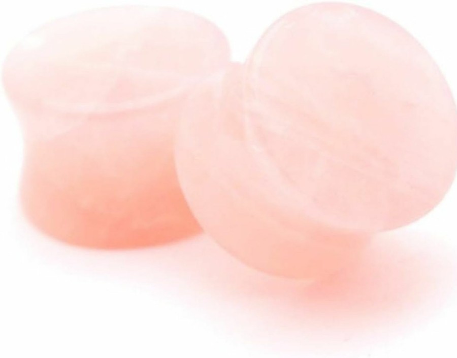 Mystic Metals Body Jewelry Mystic Metals Body Jewelry Rose Quartz Stone Plugs - 2G - 6Mm - Sold As A Pair Body Piercing Plugs