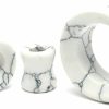 Mystic Metals Body Jewelry Pair Of Howlite Stone Concave Double Flare Tunnels (Stn-683) Body Piercing Plugs