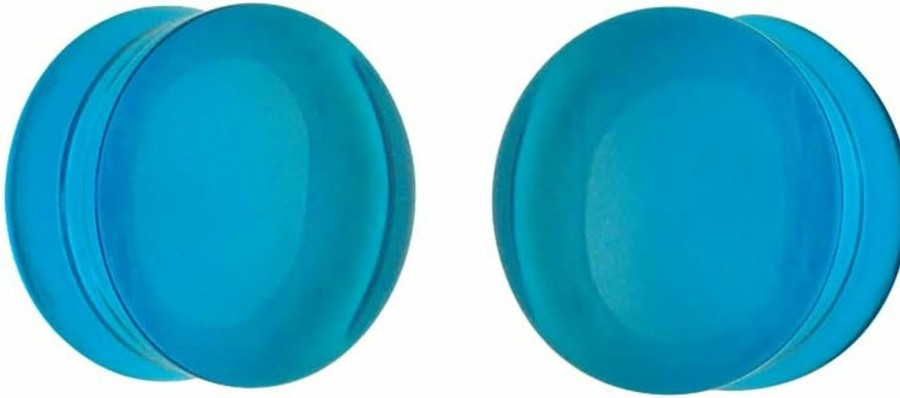 Generic Pair Of Aquamarine Green Glass Double Flare Plugs (Pg-564) Body Piercing Plugs