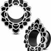 COCHARM Cocharm 2Pcs 2G To 13/16 Inch Ear Plug Gauges Black Plugs Tunnel Double Flare Lotus Gauges Earrings 2G Gauges 0G 00G 7/16 Inch 1/2 9/16 5/8 Gauges For Ears 11/16 Gauges Body Piercing Plugs