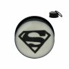 DC Comics Dc Comics Uni Superman Logo Glow In The Dark Single Flared Acrylic Body Piercing Plug, Silver/Black, One Size. Body Piercing Plugs