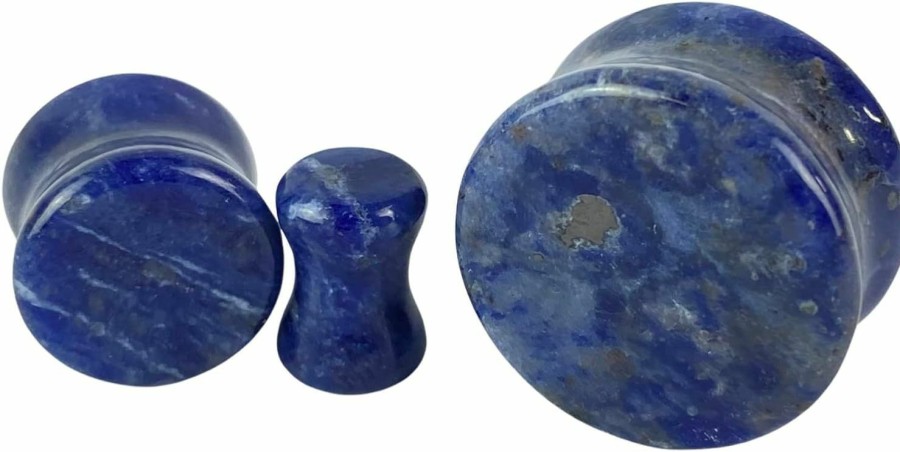 Mystic Metals Body Jewelry Pair Of Blue Jasper Stone Double Flare Plugs (Stn-733) Body Piercing Plugs