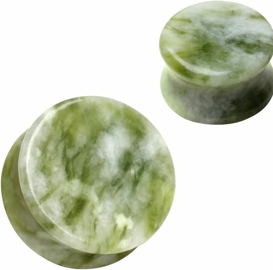 Pierced Owl Pierced Owl Natural South Jade Stone Saddle Plugs, Sold As A Pair Body Piercing Plugs