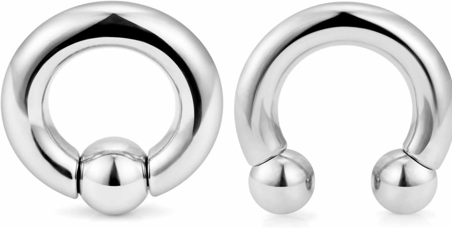 Cisyozi Cisyozi 10G 8G 6G 4G 2G 0G 00G Septum Rings Ear Gauges Earrings Hoops 316L Surgical Steel Pa Ring Internally Threaded Horseshoe Spring Action Captive Bead Ring Cbr Body Piercing Jewelry For Women Men Body Piercing Plugs