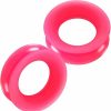 Generic 2Pcs Silicone Pink Double Flared Saddle Stretcher Ear Tunnel Gauge Plug Earring Lobe Piercing Jewelry Pick Size Body Piercing Plugs