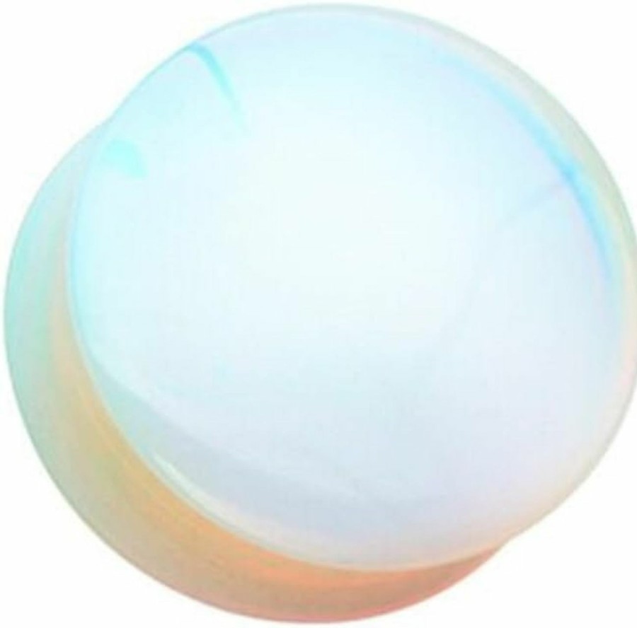 WildKlass Jewelry Opalite Stone Double Flared Ear Gauge Wildklass Plug Body Piercing Plugs