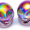 Mystic Metals Body Jewelry Mystic Metals Body Jewelry Pair Of Iridescent Purple Alien Glass Plugs (Pg-520) - Sold As A Pair Body Piercing Plugs